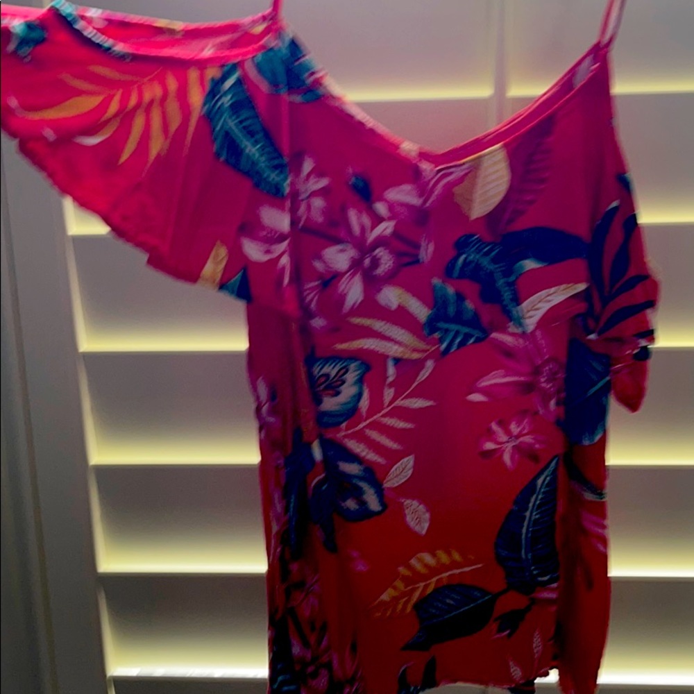 Red off the shoulder shirt